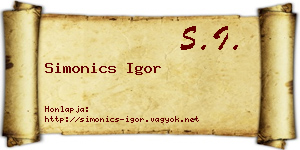 Simonics Igor névjegykártya